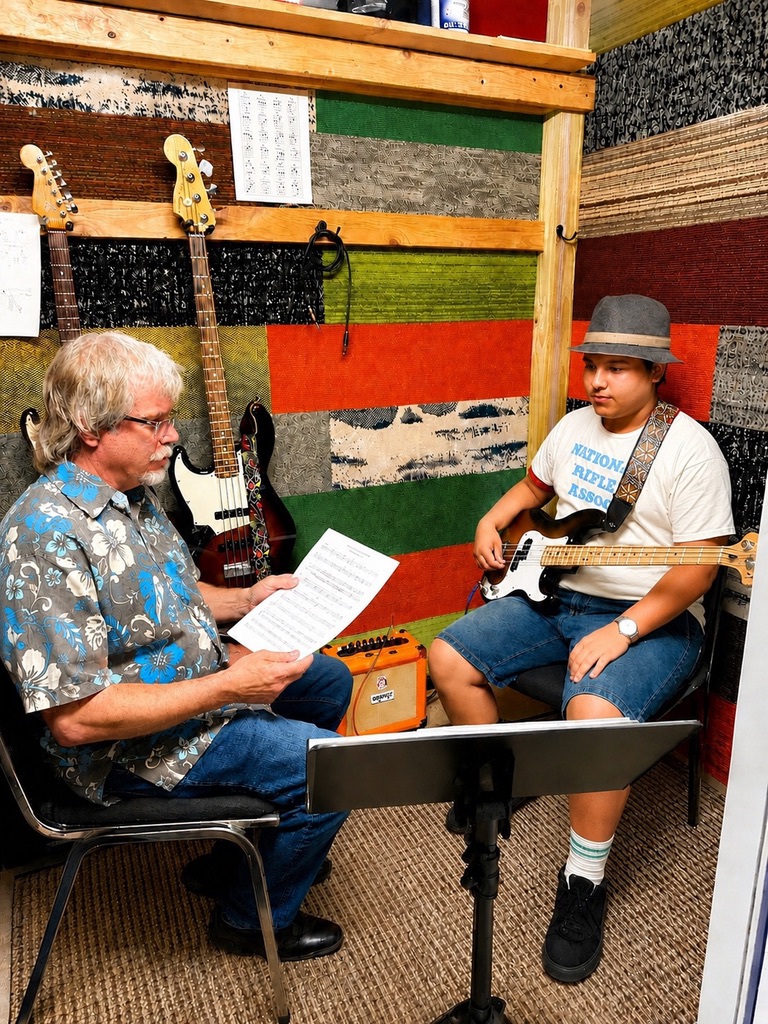 Instructor teaching a guitar student at LeGrand Music Studios